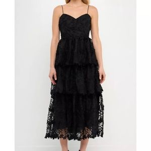 Women's Crochet Layered Midi Dress